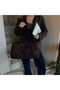 Women's Bitter Brown Magnetic Closure Suede Large Hand and Shoulder Bag