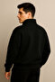 Men's Mock Neck Half Zipper Sweatshirt 3 Thread Thick Relaxed Fit Sweatshirt - 3