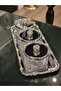 NEW ROSE DETAILED SILVER 3-PIECE SERVING SET WITH TRAY, JAM BOWL, SNACK BOWL - 2