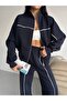 Women's Compak Combed Cotton 3-Thread Inner Ş Fleece-Lined Intermediate B Piped Double Tracksuit Set - 6