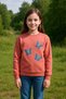Roya 190-11-25 Girl's Embroidered Floral Pattern Crew Neck Sweatshirt, Age 11/14