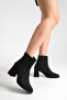Black Suede Women's Boots Non-Slip Sole Zippered Thick Heel Diana - 4