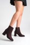 Burgundy Suede Women's Boots Non-Slip Sole Zippered Thick Heel Diana - 9