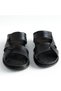 Men's Genuine Leather Slippers Ultra Comfortable Orthopedic Sole Lightweight Soft Comfortable Daily Black Slippers - 5