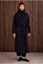 Funnel Neck Long Coat Black
