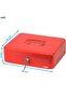 X-Large Cash Box with Key, Coin Tray, Lockable Money Box (Red) - 4