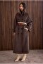 Funnel Neck Long Coat Brown - 2