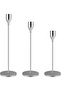 YFFS Candle Holder, Set of 3 Retro Metal Candlesticks - Silver
