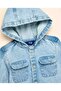 Washed Hooded Denim Shirt With Button Closure - 3