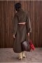 Funnel Neck Long Coat Brown - 6