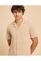 Textured Shirt With Revere Collar And Short Sleeves - 4