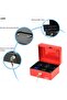 Small Cash Box Steel Register with Tray and Lock (15x12x7.5cm) Red - 3