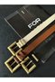 3-Piece Antique Square Buckle Bridged Women's Belt, Trouser Belt, Coat Belt, Dress Belt - 3