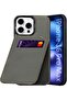 iPhone 16 Pro Max Leather Case with Card Holder & Kickstand (Grey)