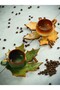 Handmade Double Tea and Coffee Cup Set with Plane Tree and Laurel Leaf Motifs