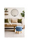 OneDcor Round Ottoman Footrest Stool - Soft Padded Pouf with Removable Cover & Wooden Legs (Blue) - 5