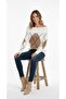 Women's Brown Beige Madonna Collar (Argyle) Argyle Pattern Open Shoulder Knitwear Sweater - 2