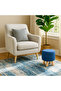 OneDcor Round Ottoman Footrest Stool - Soft Padded Pouf with Removable Cover & Wooden Legs (Blue) - 6