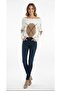 Women's Brown Beige Madonna Collar (Argyle) Argyle Pattern Open Shoulder Knitwear Sweater - 3
