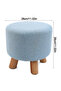 OneDcor Round Ottoman Footrest Stool - Soft Padded Pouf with Removable Cover & Wooden Legs (Blue) - 2