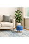 OneDcor Round Ottoman Footrest Stool - Soft Padded Pouf with Removable Cover & Wooden Legs (Blue) - 4