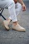 Rafael Beige Suede Men's Leather Shoes - 8