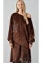 Women's Velvet Boho Skirt & Blouse Set Brown - 5