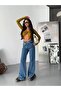 TREND SPECIAL DESIGN HIGH-WAIST TINT-EFFECT CROSSOVER CLOSURE WAIST DETAIL WIDE-LEG DENIM JEAN PANTS - 6