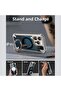 iPhone 16 Pro Max Case — Metal 360° Rotating Kickstand, Carbon Fiber (Blue) - 8