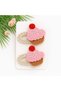 Strawberry Cupcake Model Children's Hair Accessory Handmade 2-Piece Snap Clip Knitted 100% Cotton Organic Clip