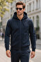 Men's Hooded Single Top Jacket Reu-25723 Navy Blue - 4