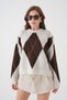 Oversized Large Argyle Pattern Knitwear Sweater Aw25Kz0093 - 4