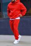 Men's Soft Textured Oversized Kangaroo Pocket Hooded Tracksuit Set - Home Wear - 2
