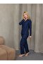 Grody.T Women's Suede Velvet Buttoned Shirt Collar Long Sleeve Bottom Top Patterned Pajama Set - 5