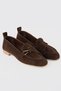 Women's Genuine Suede Leather Ballerinas Brown Demira with Gold Accessories - 2