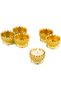 Diya Pooja Lotus Candle Holder Brass Gold - Set of 6