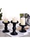 Matt Candle Holders, Glass Black Pillar - 3 Candlesticks - 2