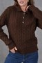 Hair Braid Detail Half Placket Button Polo Neck Knitwear Sweater Aw25Kz0097 - 3