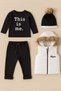 Baby Boy Winter down Coat with Hooded Berets Top and Bottom Black 4-Piece Set 100% Cotton - 3
