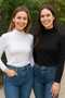 Women's Long Sleeve Turtleneck Badi Stretch Fabric Combed Cotton 2 Pieces Black - White - 6