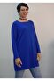 Civet Blue Boat Neck Size Fits All Low Arm Long Sleeve Combed Viscose T-Shirt - 4