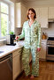 Women's Floral Shirt Collar Long Sleeve Pajama Set Functional Durable Quality Comfortable - 2