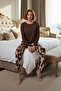 Women's Leopard Print Crew Neck Long Sleeve Pajama Set Functional Durable Quality - 3