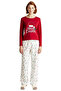 Women's Red Christmas Themed Cotton Pajama Set Functional Durable Quality Comfortable - 4