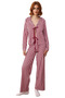Women's Striped Shirt Collar Tie-Up Pajama Set Functional Durable Quality Comfortable Stylish - 4