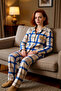 Women's Plaid Fleece Pajama Set Red Detailed Functional Durable Quality Comfortable Stylish