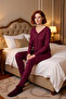 Women's Floral Corded Fabric Pajama Set Functional Durable Quality Comfortable Aesthetic Modern - 3