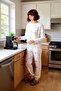 Women's Galaxy Printed Pajama Set Long Sleeve Crew Neck Functional Durable Aesthetic - 2