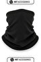 Black Thermal Fleece Neck Warmer and Black Neck Warmer Ear Muffs Set Unisex Winter - 3