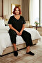 Women's V-Neck Corded Fabric Knitted Pajamas Set Functional Durable Quality Comfortable Aesthetic Stylish - 4